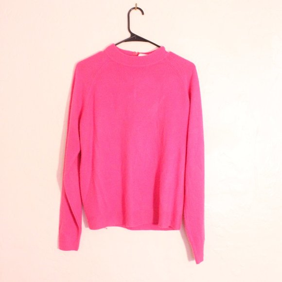 hot pink mock neck sweater